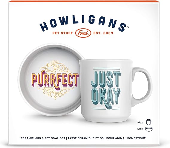 FRED & FRIENDS HOWLIGANS - MUG_CAT BOWL - PURRFECT SET