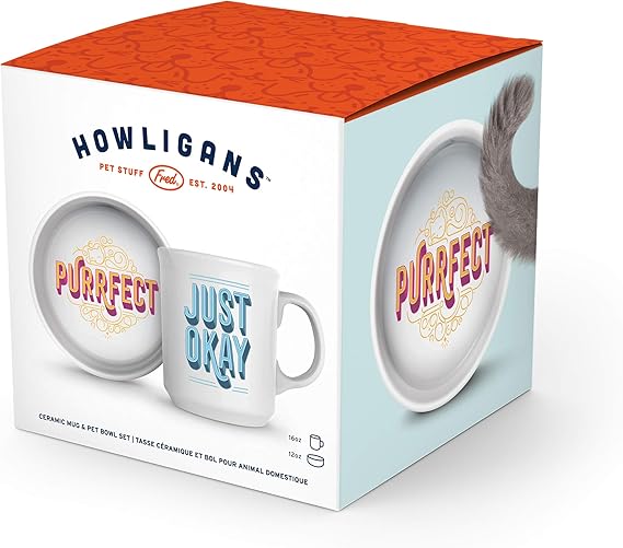 FRED & FRIENDS HOWLIGANS - MUG_CAT BOWL - PURRFECT SET