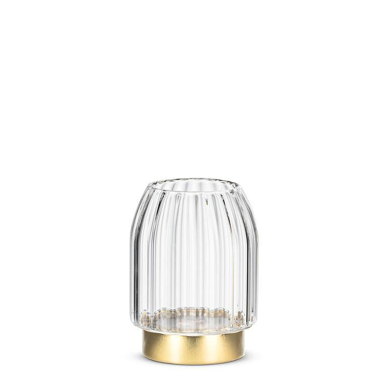 SMALL PANEL LED VASE W/ GOLD BASE 4.5" H