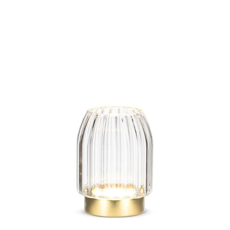 SMALL PANEL LED VASE W/ GOLD BASE 4.5" H
