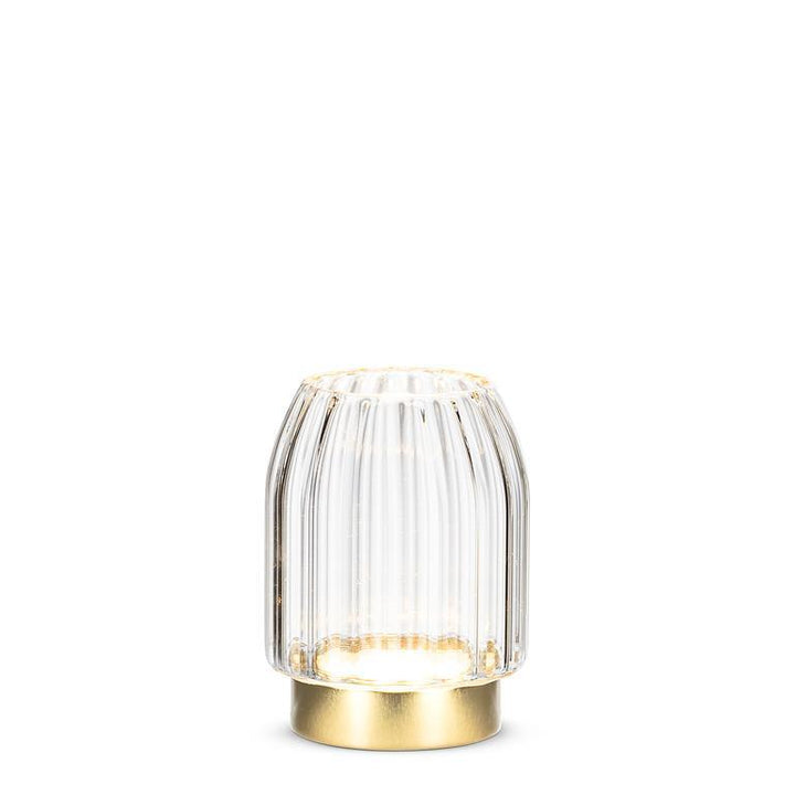 SMALL PANEL LED VASE W/ GOLD BASE 4.5" H