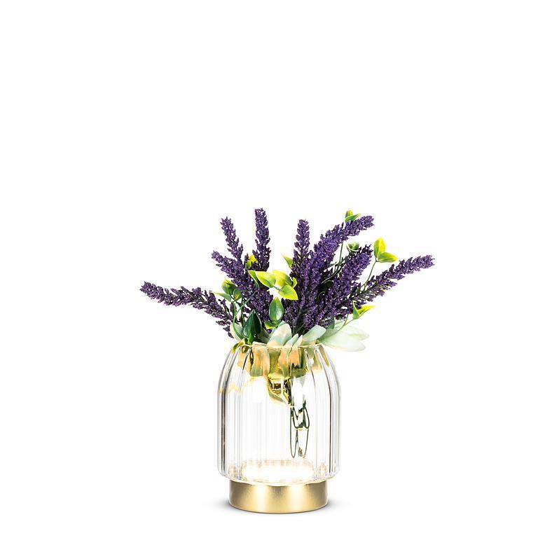 SMALL PANEL LED VASE W/ GOLD BASE 4.5" H