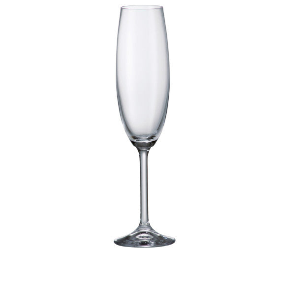 CHAMPAGNE FLUTE STEMMED GLASS 220ML SET OF 6