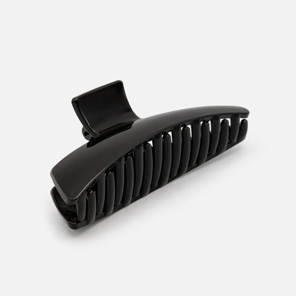 BLACK GEOMETRIC PLASTIC CLIP WITH GLOSSY FINISH