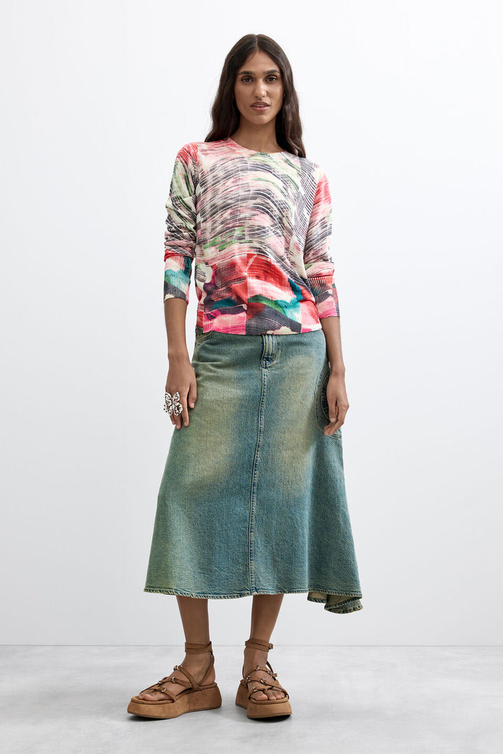 THIN PRINTED SWEATER "GLITCH PINK"