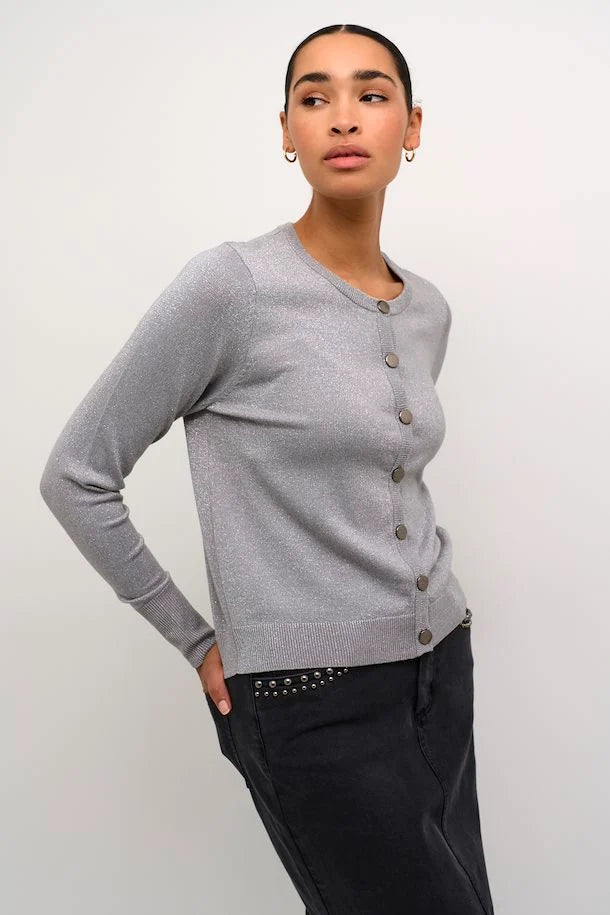 KAREGINA GLITTER CARDIGAN "GREY SILVER METALLIC"