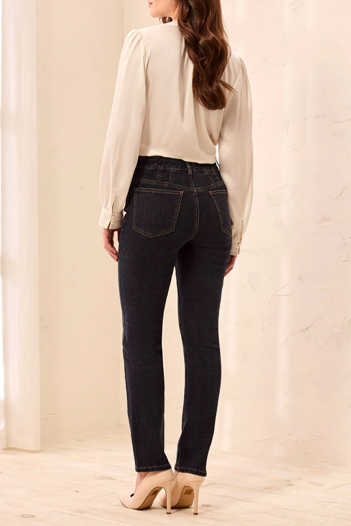 SOPHIA CURVY STRAIGHT GLITZ DENIM "GOLD/RINSE"