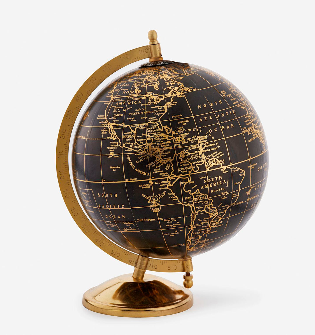 BLACK &amp; GOLD GLOBE DECOR