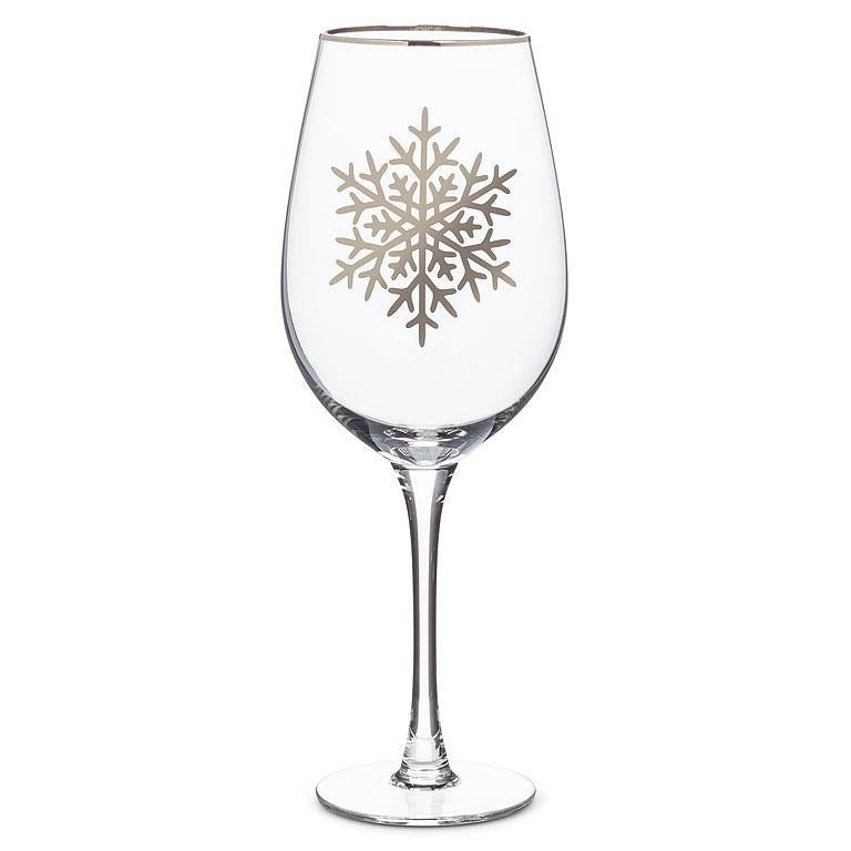 SILVER SNOWFLAKE WINE GLASS - 9.5'' H (14OZ)