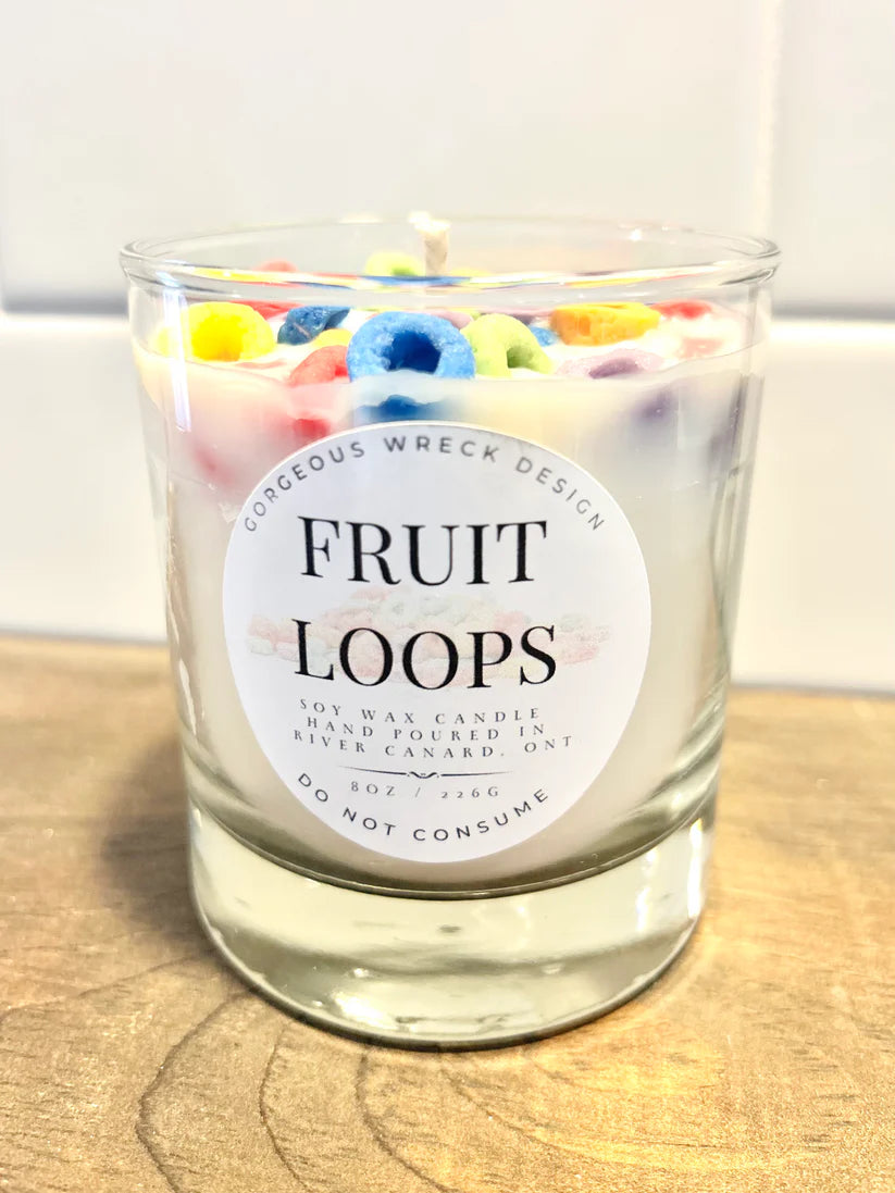 GORGEOUS WRECK DESIGN FRUIT LOOPS DESSERT CANDLE