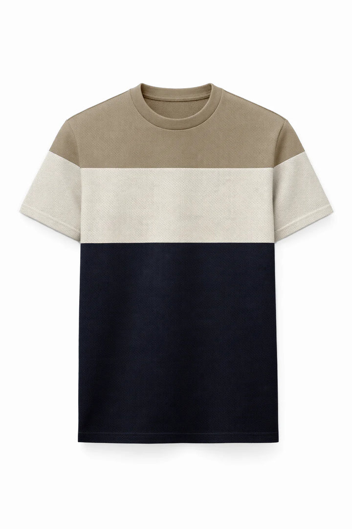 ANDON - COLOR BLOCK JACQUARD CREWNECK T-SHIRT "GRAIN"