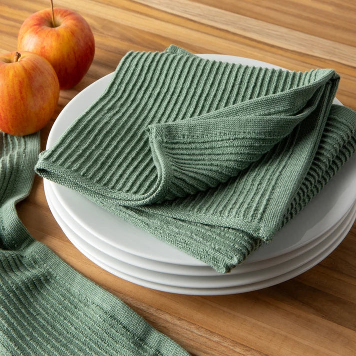 ELM GREEN RIPPLE DISHCLOTHS - SET OF TWO