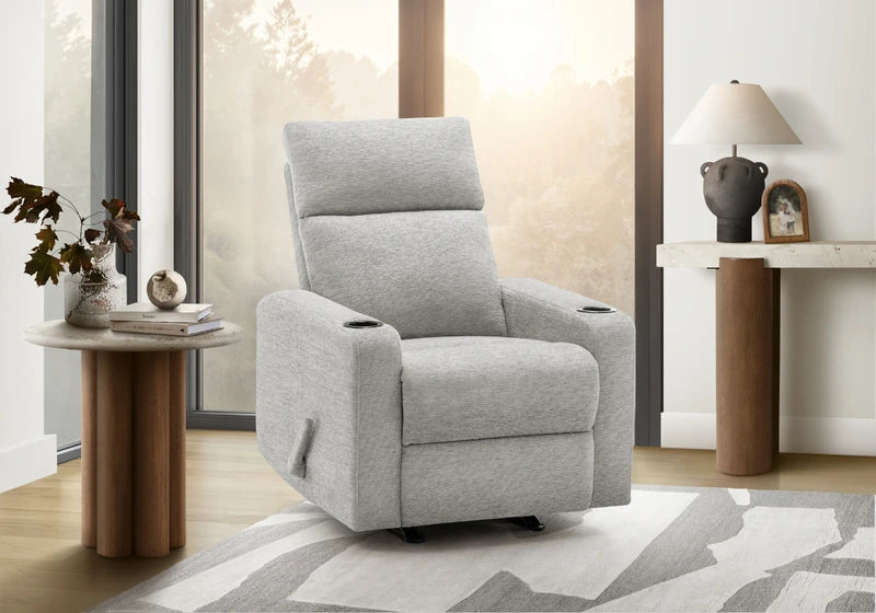 AOTANSI UPHOLSTERED MANUAL RECLINING CHAIR "LIGHT GREY"