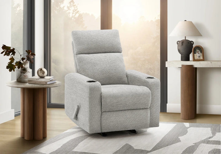 AOTANSI UPHOLSTERED MANUAL RECLINING CHAIR "LIGHT GREY"