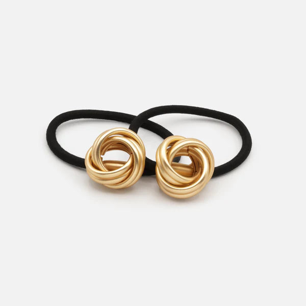 BLACK ELASTIC WITH MATTE GOLD METAL DECORATION