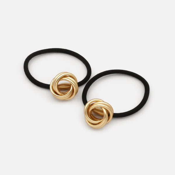 BLACK ELASTIC WITH MATTE GOLD METAL DECORATION
