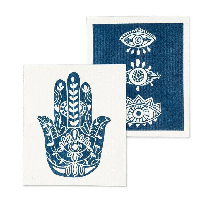 SET OF 2 HAMSA HAND AND EYE DISHCLOTHS 6,5X8'' L