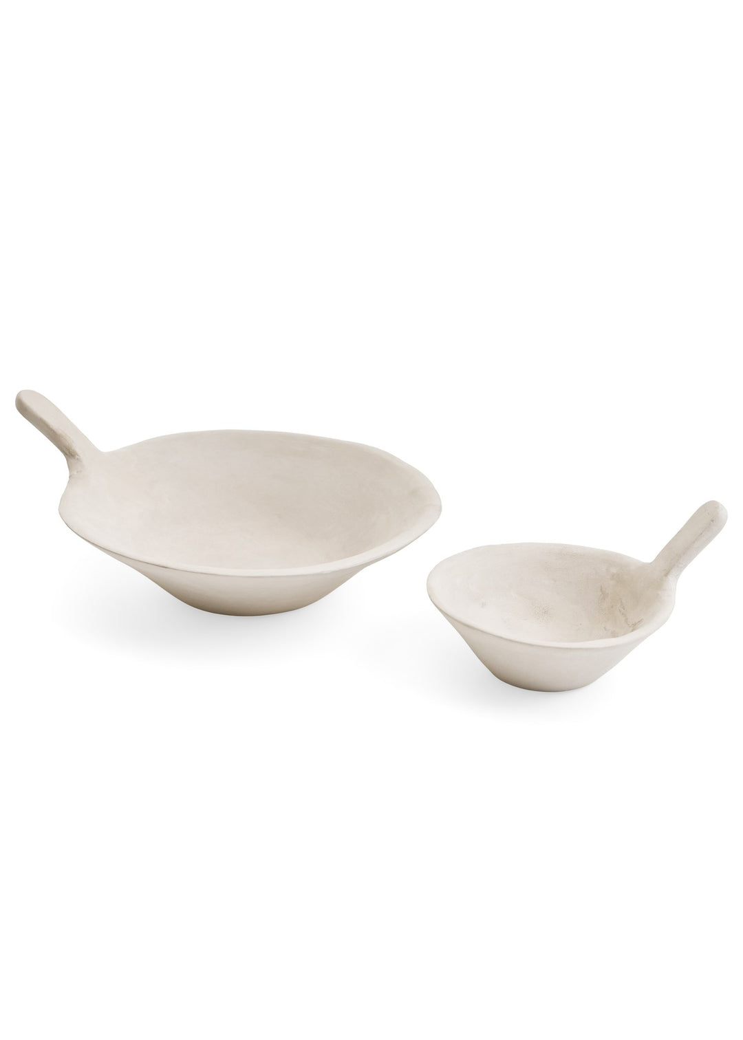 SMALL PAPER MACHE BOWL WITH HANDLE - NATURAL WHITE