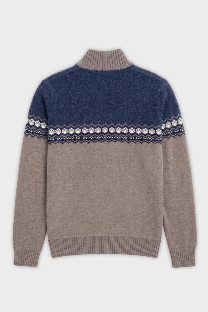 HAZENVELD - BONDED CHENILLE MOCK ZIP SWEATER "DESERT"