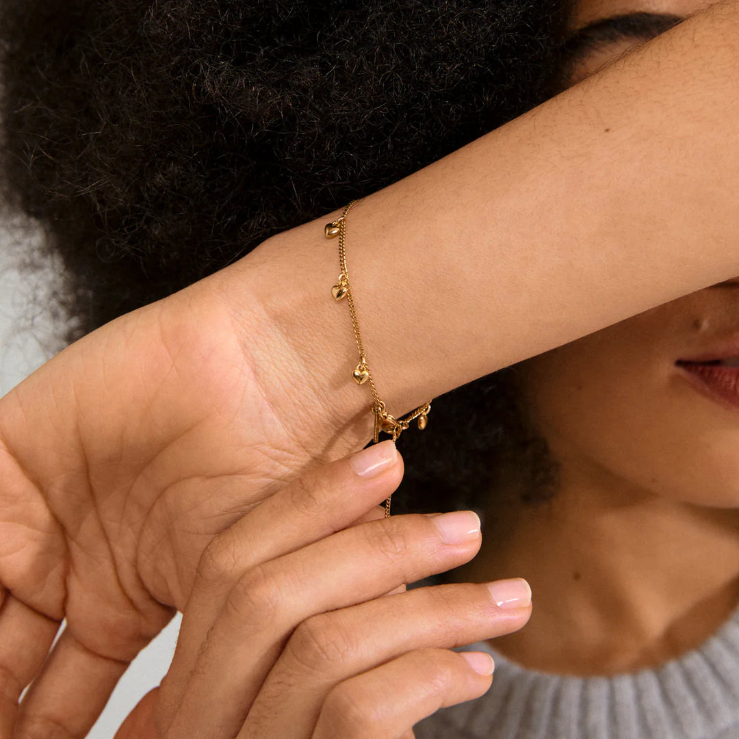 ALAIA RECYCLED HEART PENDANTS BRACELET "GOLD PLATED"