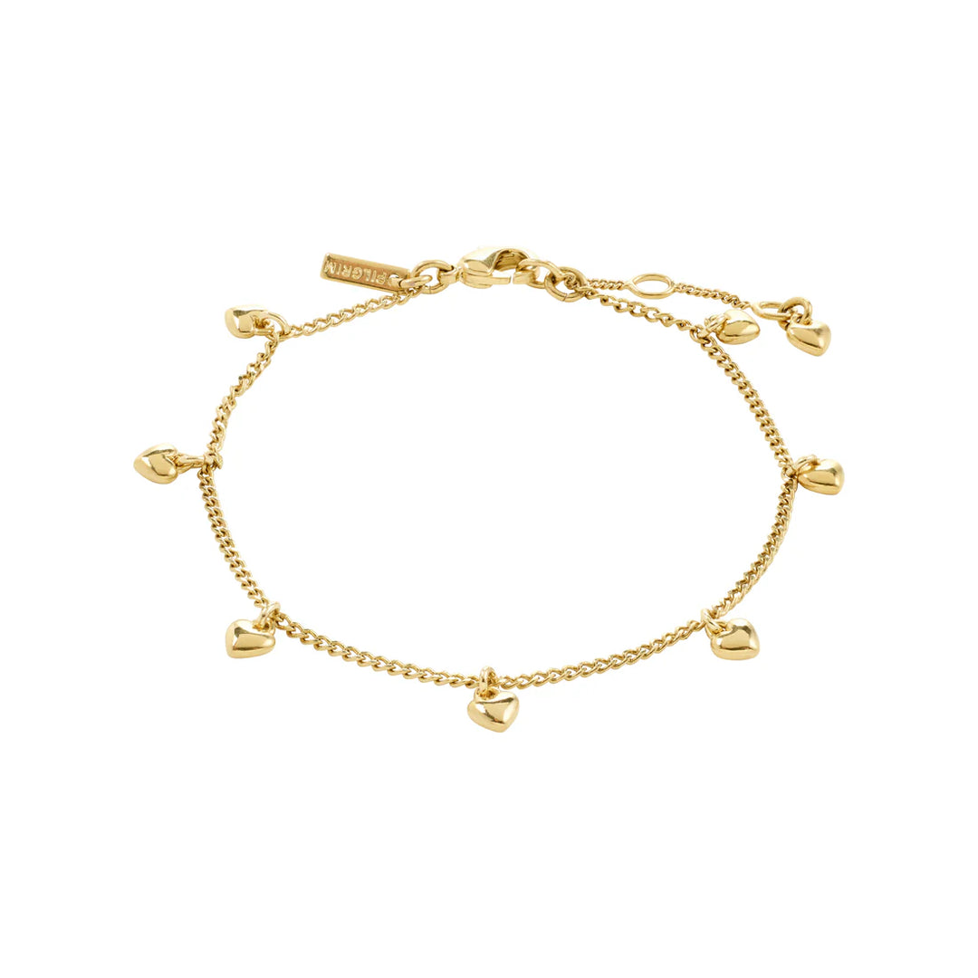 ALAIA RECYCLED HEART PENDANTS BRACELET "GOLD PLATED"