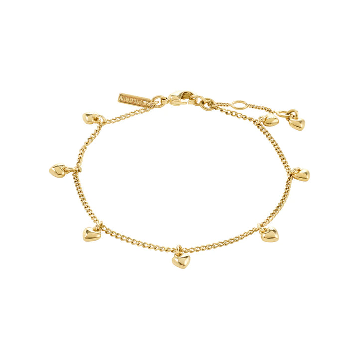 ALAIA RECYCLED HEART PENDANTS BRACELET "GOLD PLATED"