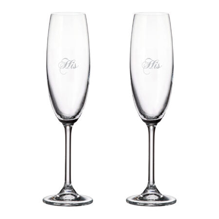 HIS &amp; HIS CHAMPAGNE FLUTES 220ML -2 PACK