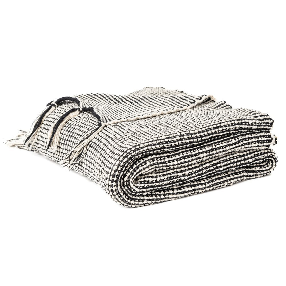 Brunelli Hopa Black and Cream Knit Throw