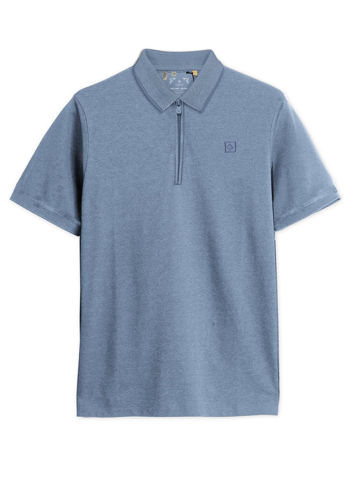 MARCO - TWO-TONE PIQUE POLO WITH ZIP PLACKET "HORIZON"
