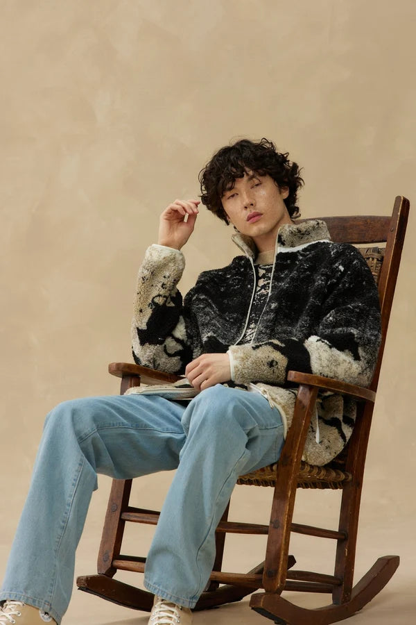 PRINTED SHERPA JACKET "WILD HORSES"