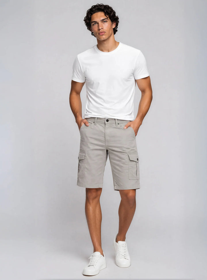 VANCE - STRETCH SLUB TWILL CARGO BERMUDA "GRAY"