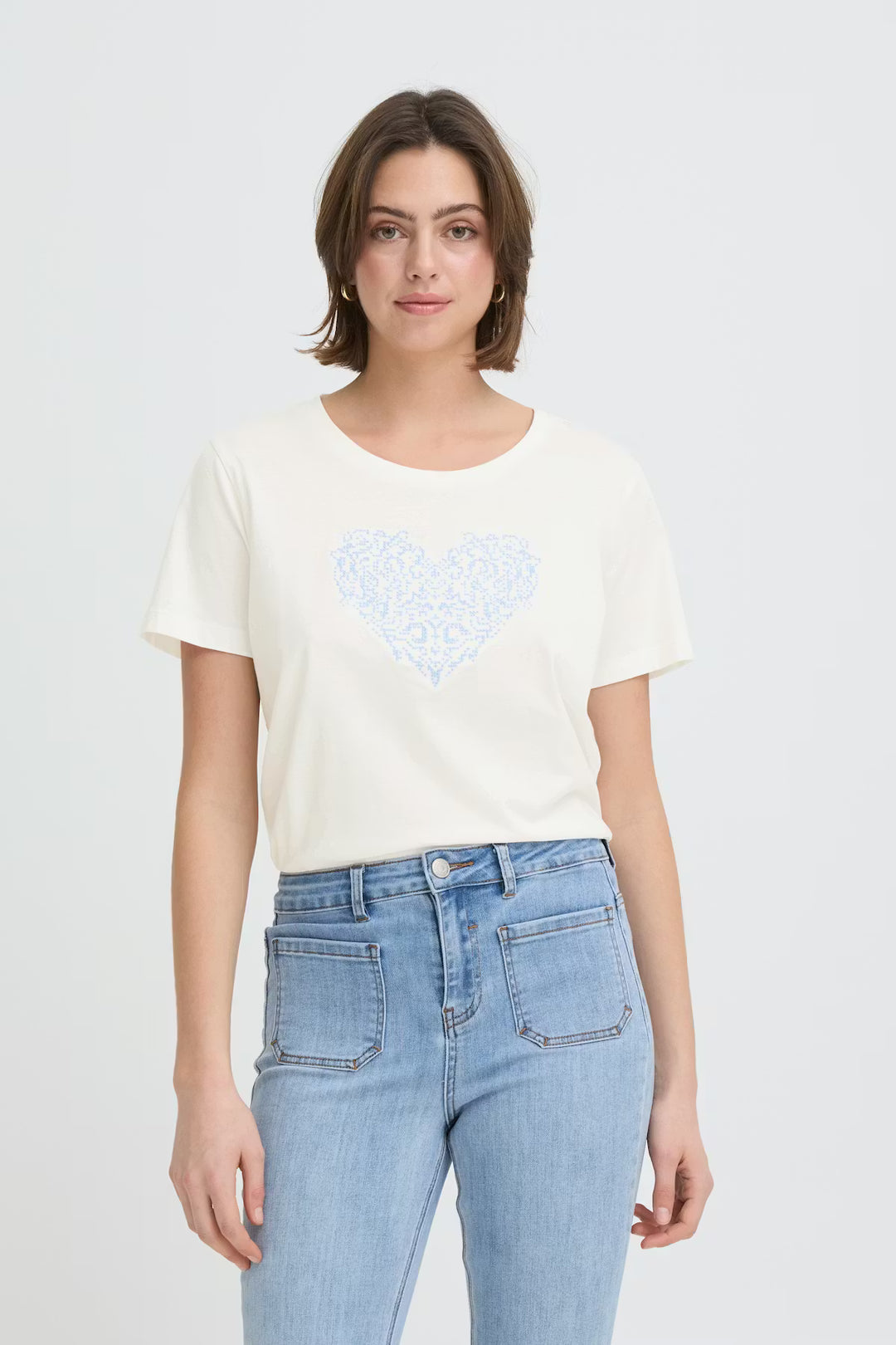 FRRIASA TEE "HYDRANGEA EMB/WHITE"