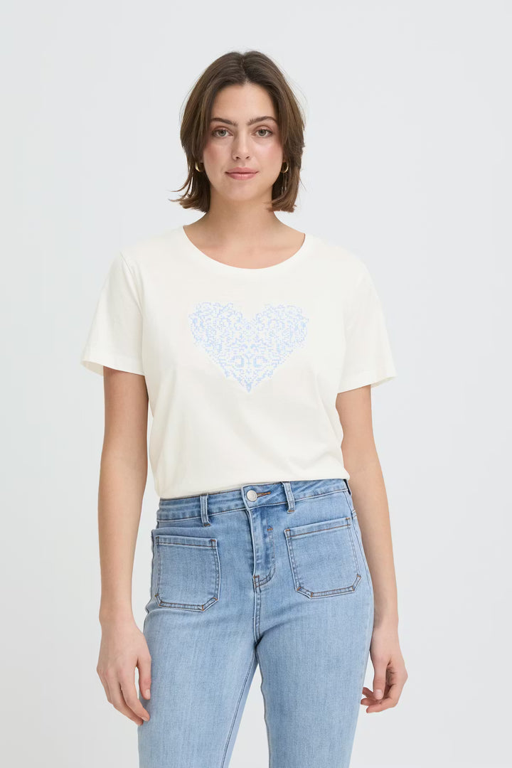 FRRIASA TEE "HYDRANGEA EMB/WHITE"
