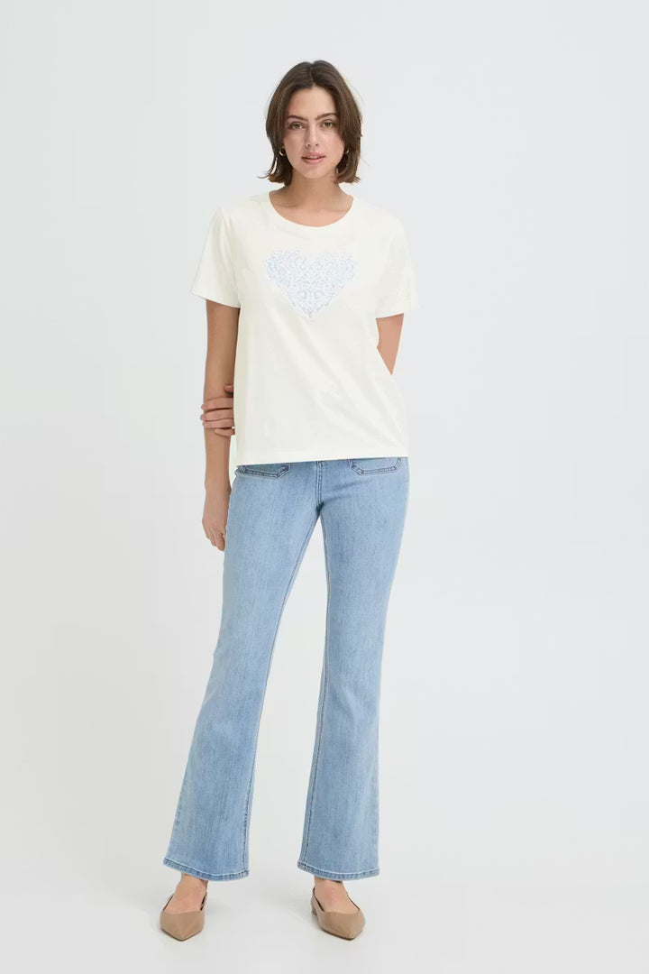 FRRIASA TEE "HYDRANGEA EMB/WHITE"