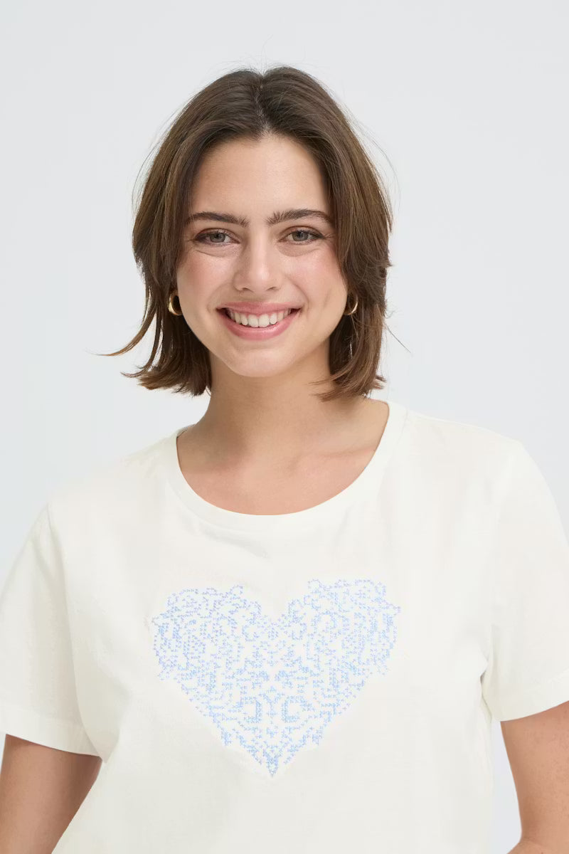 FRRIASA TEE "HYDRANGEA EMB/WHITE"