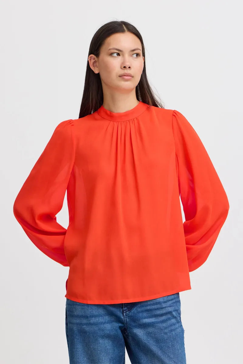 ICHI IHCELLANI SHIRT - ORANGE.COM