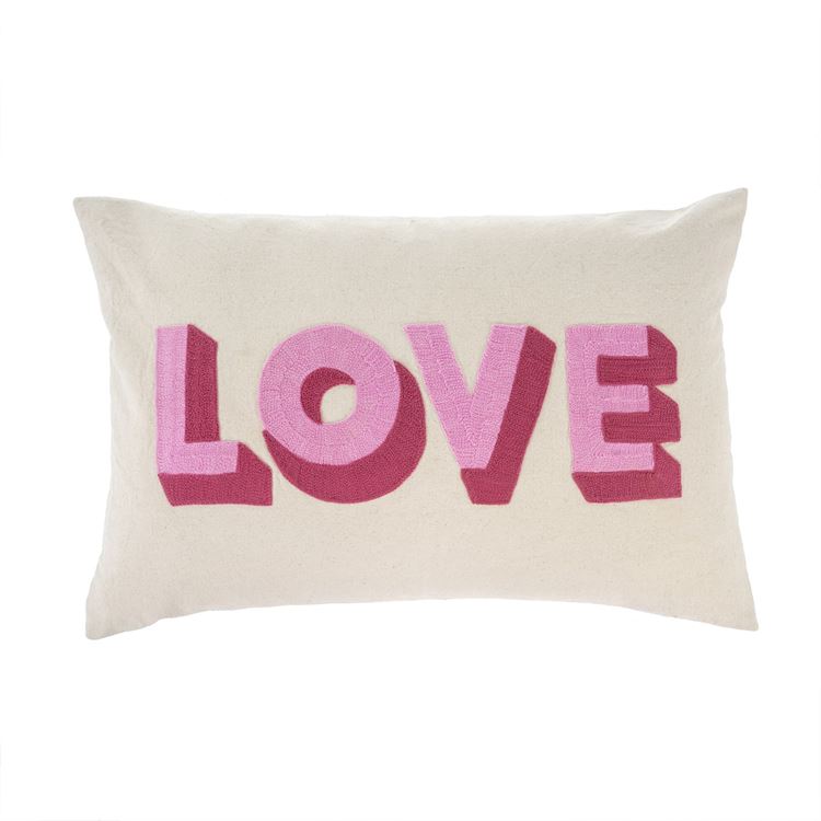 INDABA 16X24 LOVE EMBROIDERED PILLOW