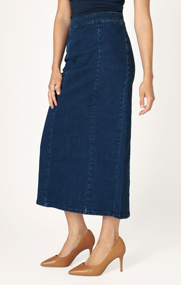 DENIM MAXI SKIRT "DARK INDIGO WASH"