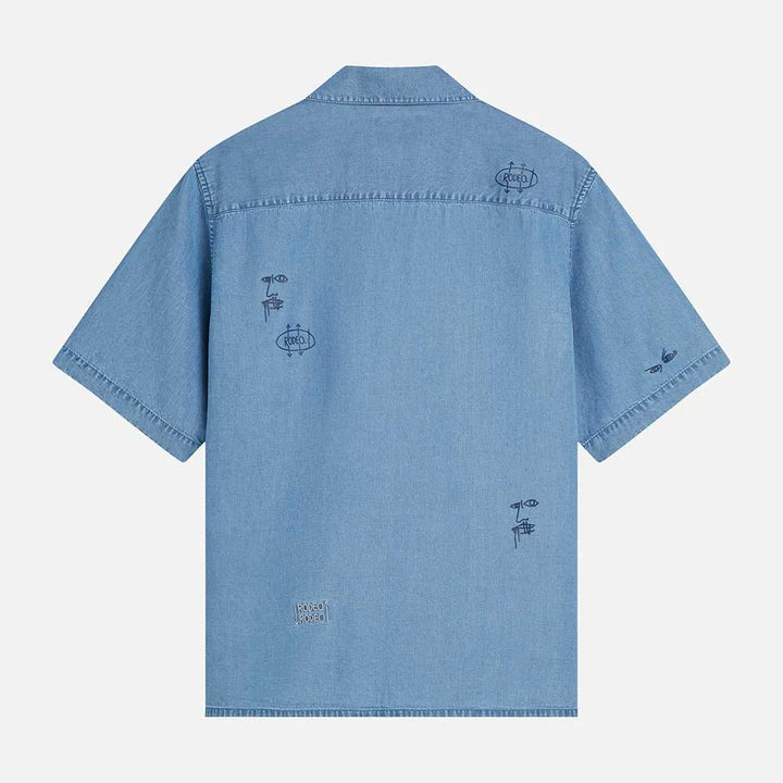 BASQUIAT SHORT SLEEVE WOVEN SHIRT "WASHED INDIGO"