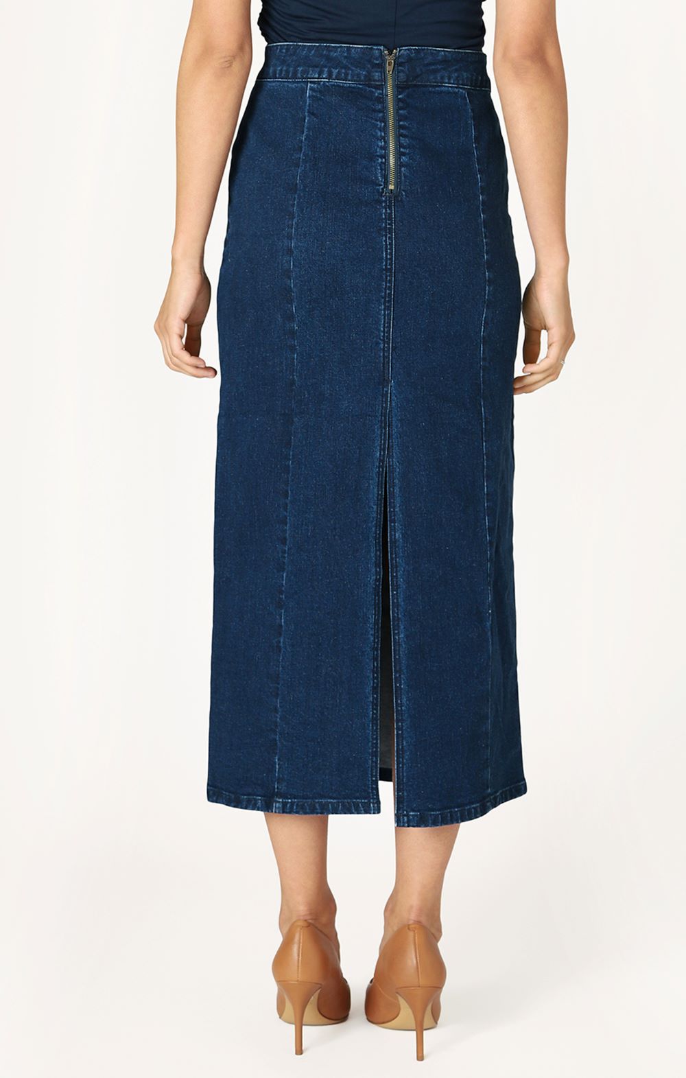 DENIM MAXI SKIRT "DARK INDIGO WASH"