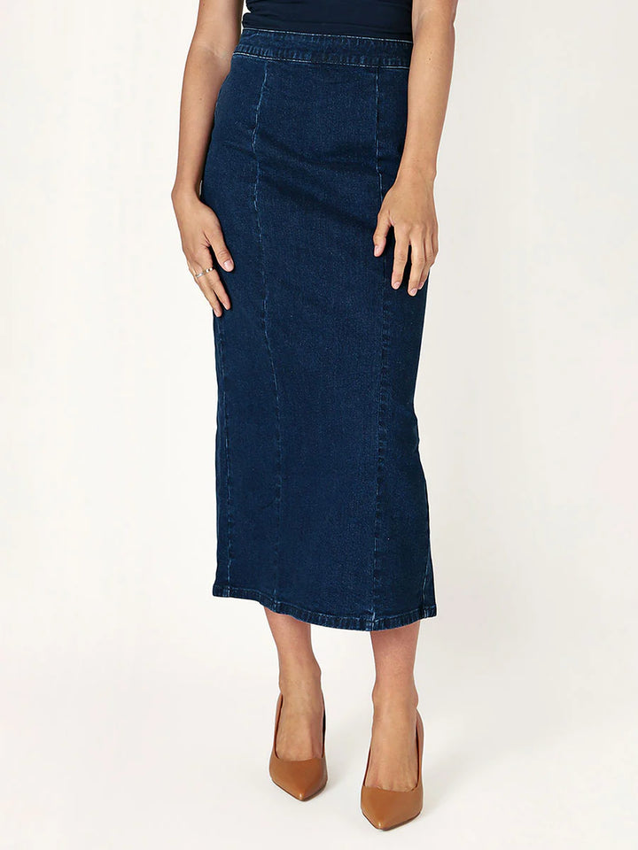 DENIM MAXI SKIRT "DARK INDIGO WASH"