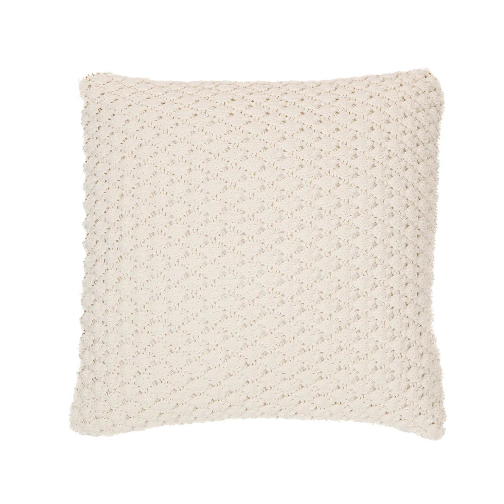 BASKET CHENILLE IVORY DECORATIVE PILLOW 18X18