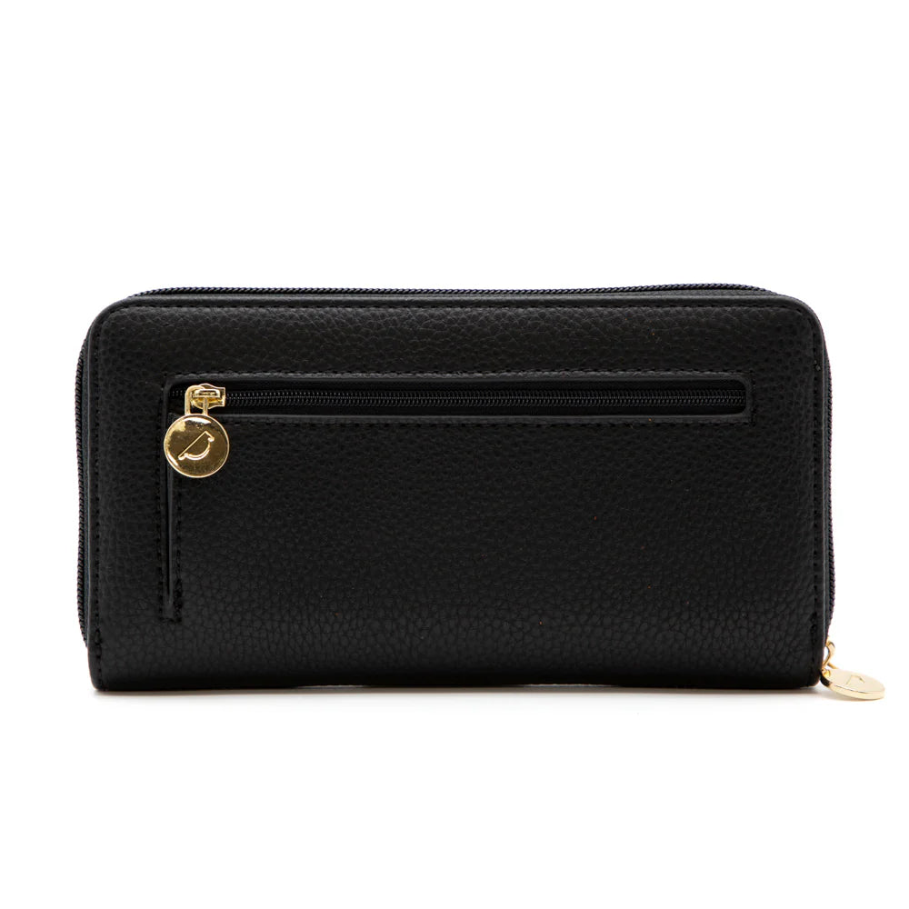 RIONA IVY PEBBLED RFID ZIP AROUND WALLET "BLACK"
