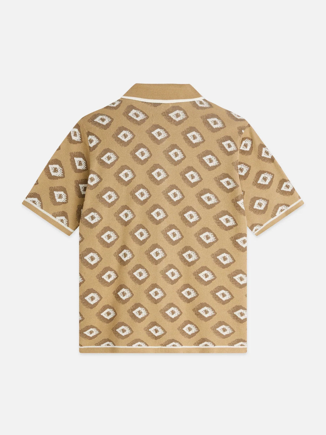 JACQUARD KNITTED SHORT SLEEVED SHIRT "GLITCH GEO TRAVERTINE"