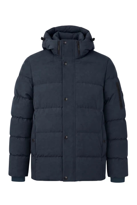 HOCHELAGA - PUFFER JACKET WITH HOOD AND SNAP BUTTONS "NAVY"
