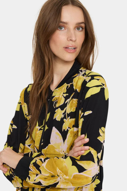 GRACESZ JACKET - BLACK BURNISHED FLORALS