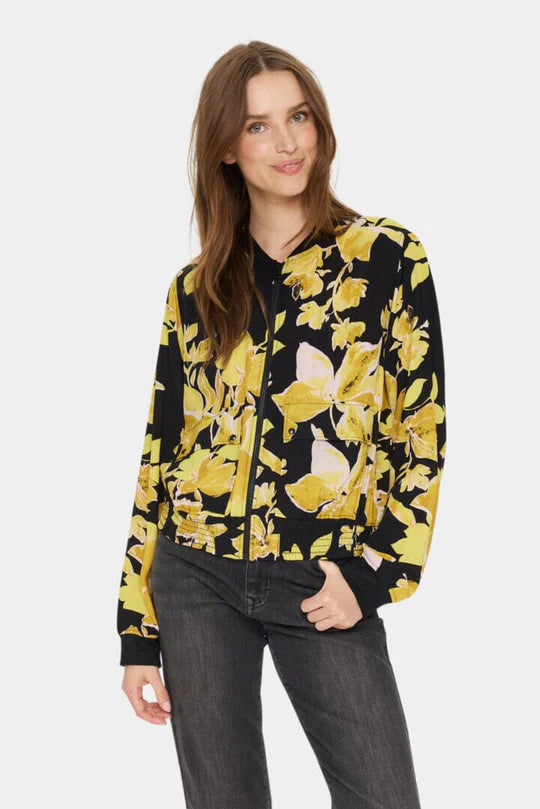 GRACESZ JACKET - BLACK BURNISHED FLORALS