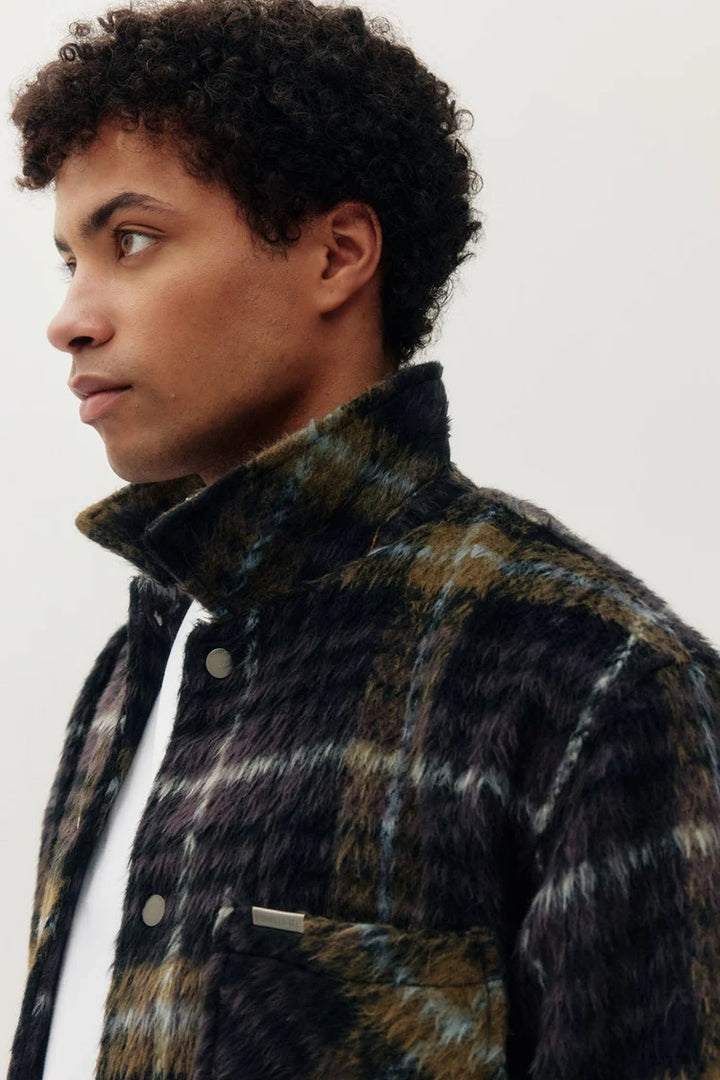 PILE PLAID SHACKET "PURPLE"