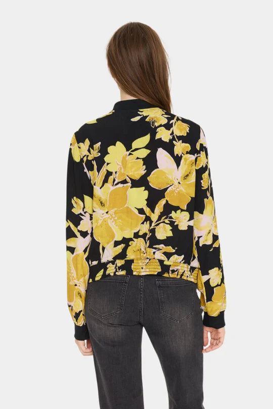 GRACESZ JACKET - BLACK BURNISHED FLORALS