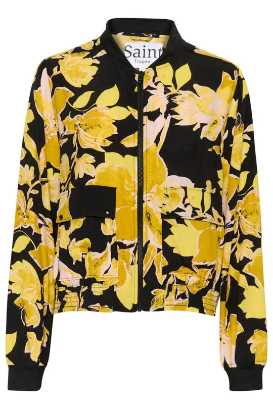 GRACESZ JACKET - BLACK BURNISHED FLORALS